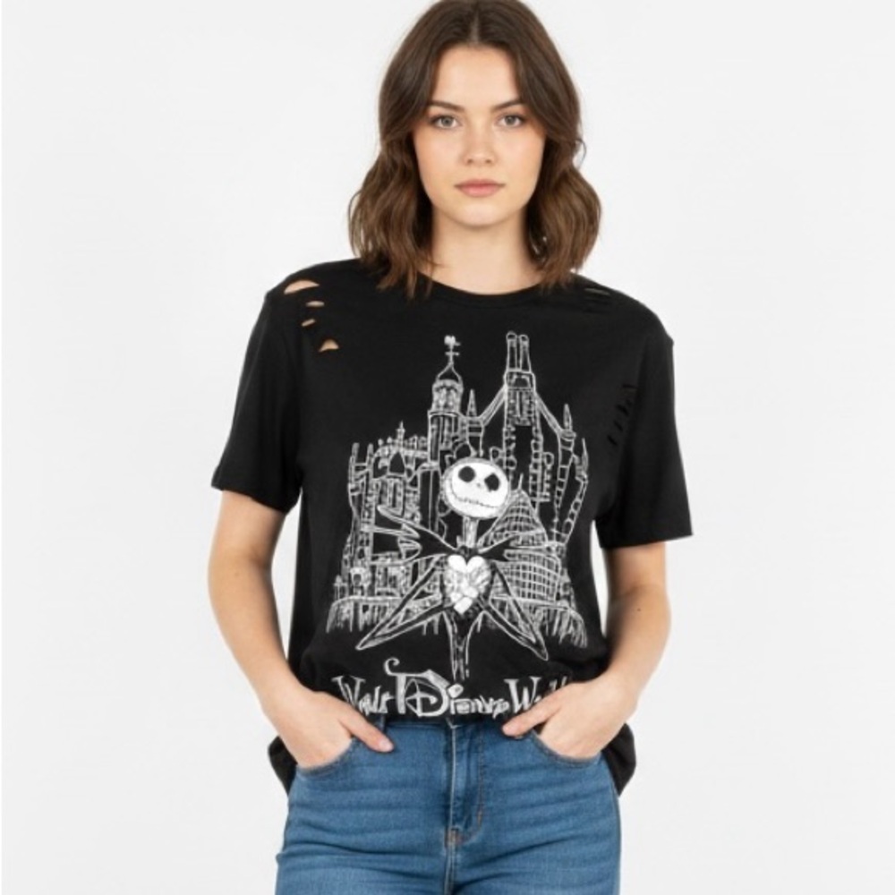 Disney Jack Skellington Distressed Black Tee with Our Universe Tag size XXL